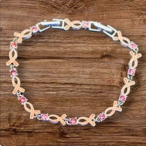Vintage Breast Cancer Ribbon Bracelet